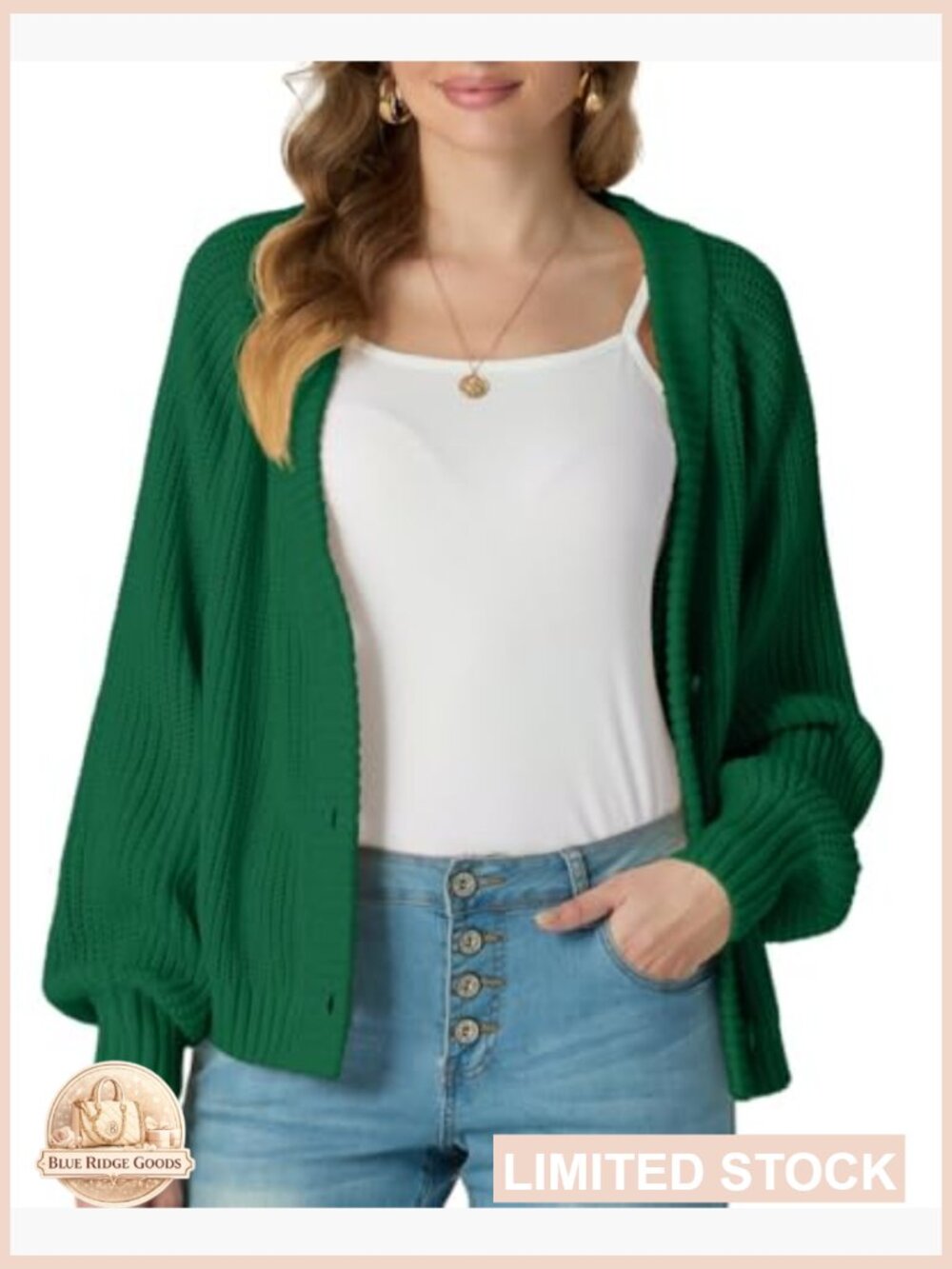 Chunky Knit Cardigan Oversized V-Neck Button Front Loose Fit Sweater - Picture 3 of 7